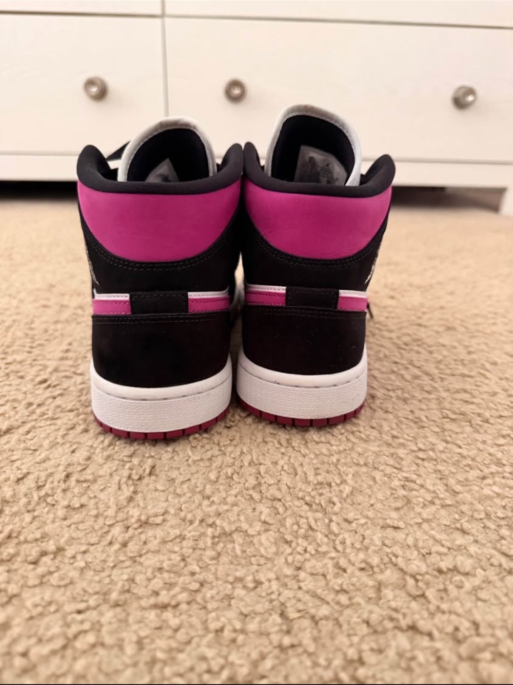 Jordan Mid Top Sneakers - White, Black & Pink - Picture 3 of 6